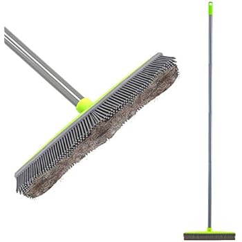 bristles broom handle rubber sweeper bristle pet cat dog hair carpet squeegee push edge scratch inches hardwood segment resistant tile