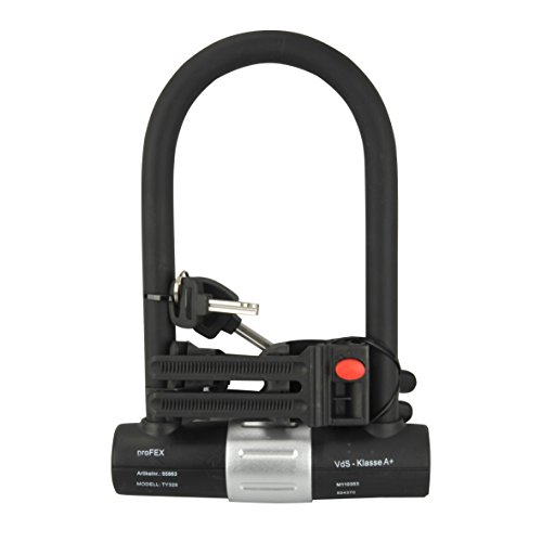 Fischer Bügelschloss Safe Vds Geprüft, Länge 19cm, Durchmesser 16mm, mit Halter, Schwarz, 19 - 4