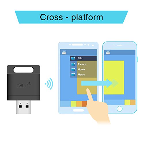 USB Kartenleser WiFi, Hizek USB Kartenlesegerät wireless TF card Memory Card Reader USB Flash Drive für iOS, Android and Windows System — Schwarz - 4