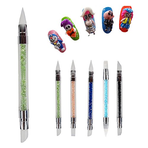 VWH Silicone Gel Nail Art Carving Pen Double-headed With Acrylic Handle Rhinestone Nail Art Tool (light blue)