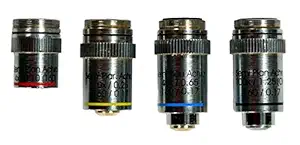 FALCON OPTIK Semi Plan Achromatic Objective Microscope Lens Set of 4(5X,10X,45X Sl,100X Sl Oil Immersion) (Brass)