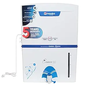 Nasaka by Okaya and Microtek Group COSMOS S1 Revolutionary OrpH+ Technology UV+RO Water Purifier - 11 Liters