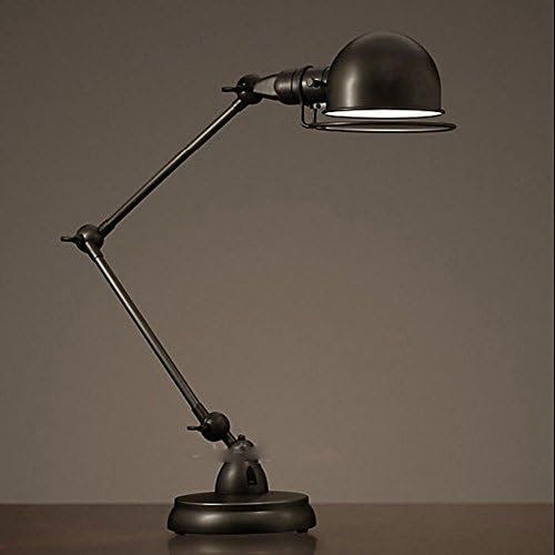 Iron-type push-button antique long-arm lamp personality creative work Nordic retro industrial wind bedroom bedside creative table lamp (65 * 15cm)