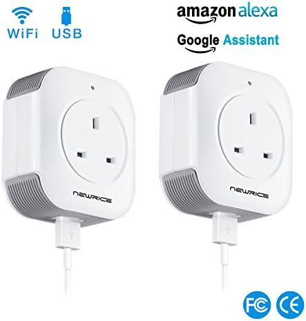WiFi Smart Plug, LADUO Mini Wireless Smart Socket Outlet Works With Amazon Alexa and Google Home USB Port, Timing Function, Remote Control Your Devices Anywhere, No Hub Required (UK Plug-2PCS)