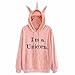 Produktbild TWIFER Damen Einhorn Print Langarm Hoodie Sweatshirt Weiß Sweater Kapuzenpullover (S, X-Rosa)