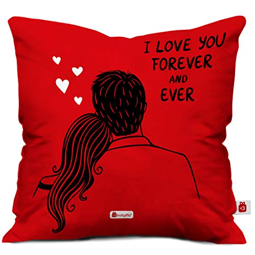 Indigifts Valentines Cushion Cover 12X12 With Filler Coffee