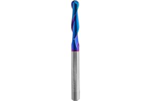 Bestgle 1/4" Shank Ball Nose End Mill, 2 Flute Up Cut Spiral CNC Router Bit, Nano Blue Coated Carbide Milling Cutter (1/4 x 1/4 x 1-1/8 x 3)