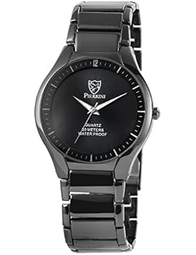 Pierrini Herren Armbanduhr Metallband Analog Quarz Schwarz 30 Meter Wasserdicht 291071000001