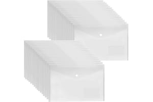 GOODTOU Plastic Wallets Folders - 36 Pcs A4 Clear Plastic Popper Wallet Document Folder with Button Closure