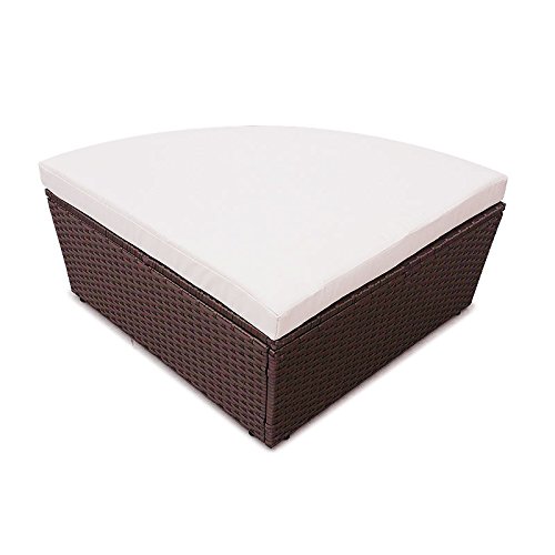 POLY RATTAN Sunbed Lounge Gartenset Sofa Garnitur Polyrattan Gartenmöbel (Braun) - 5