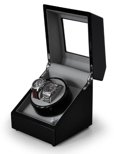 Preisvergleich Produktbild Klarstein Old Marshall Uhrenbeweger Uhrendreher Uhrenbox (für 2 Automatikuhren, verschiedene Bewegungs-Modi, Pianolack, sehr leise) schwarz