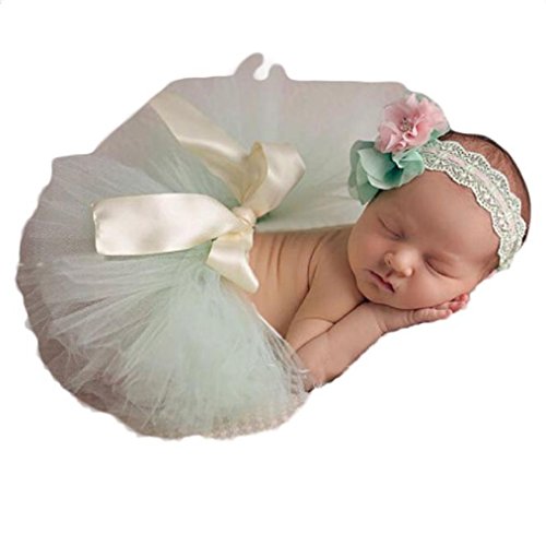 Koly Photography Prop Newborn Baby Girls Tutu Dress and Headband Christening Gift Set