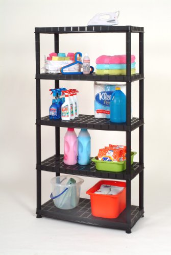 2 Stück XXL Kunststoffregal Schwerlastregal mit 5 soliden Böden in Schwarz. 70 kg Traglast pro Boden, Gesamttraglast von 350 kg pro Regal. TÜV geprüfte Qualität - 4