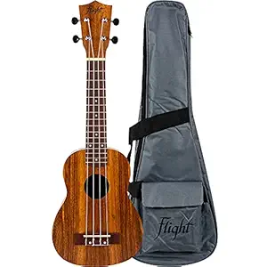 Flight Designer Series NUS200 Teak 4 Strings Soprano Ukulele, with Gig Bag, (Natural)