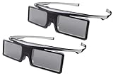 Universal GX21AB Lot de 2 paires de lunettes 3D à obturation LC pour téléviseur 3D Thomson et TCL Fonctionnement à piles Mode jeux Noir