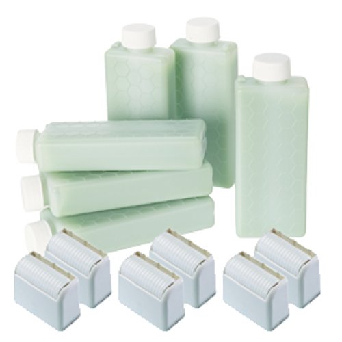 Hive 6pcs Refill Roller Depilatory Roll on Roller Cartridges Tea Tree Creme Wax 80g with 6pcs Large Roller Heads CODE: HOB6567