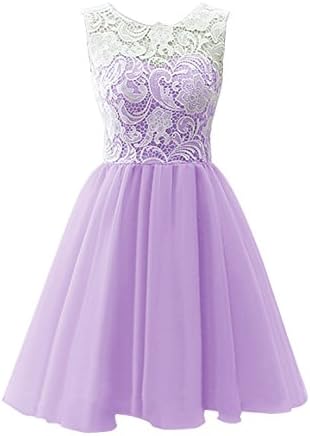MicBridal® Girl's Short Lace and Tulle Party Dress Evening Gown Size UK10 Lavender