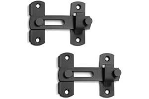 YYHCC Lot de 2 verrous de porte coulissante,fermeture porte,serrure porte interieure,loquet porte exterieur,targette de porteen acier inoxydable,Verrou de porte intérieure à 180 ° - Noir