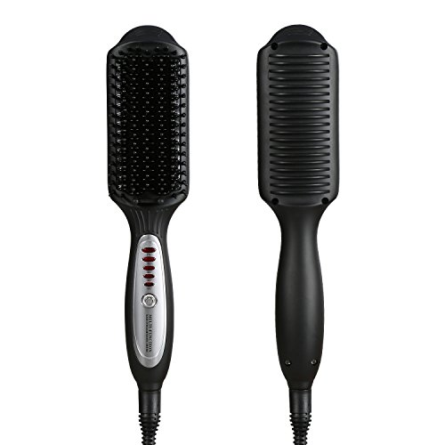 Euph Haarglätter 3-in-1 Haarglätter-Bürste Anion Instant-Magie gerade Haar Styling Haarbürste Hair Brush Anti Static Keramik Heizung Airstyler Comb-Farbe Auswahl (Schwarz) - 2