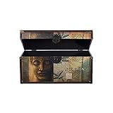 Aufbewahrungsbox, Schatztruhe, Maritim, Mit Metallbeschlägen, mit Ledergurten zum verschließen, Mittelalterdesign, Holztruhe, Holzbox, Schmuckkiste