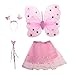 Produktbild LUOEM Prinzessin Fairy Kostüm Schmetterling Kostüme Outfit Set mit Flügeln, Ballettröckchen, Zauberstab und Stirnband für Mädchen verkleiden sich, Alter 3-6,4 Stück (rosa)