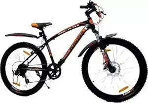 kross Maximus 24T Disc Brake Shocker Suspension Cycle 7Speed Gear Bicycle Mountain Bike Black, Age 9-13 Years
