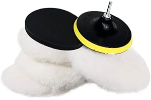 Dimoxii 7 Pièces 6" Tampons de Polissage en Laine, 150mm Éponge de Disque Kit pour Auto Polish Voiture, Bonnets de Polissage Pad avec M14 Adaptateur de Perceuse