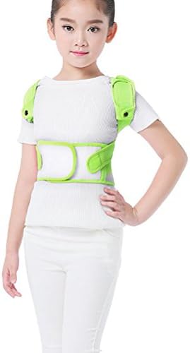 HOPPEN Children Adjustable Back Posture Corrector Clavicle Brace Back Support Shoulder Brace Kids Posture Neck Shoulder Support for boys girls (Green, S)