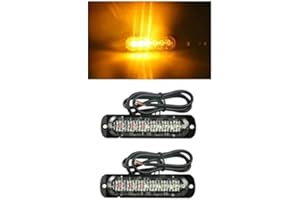 J/J Lot de 2 Feux de Pénétration a 6 LED Orange 12-24V Feu d'Avertissement Orange Stroboscopique Flash Clignotant Pour Camion Voiture Agricole