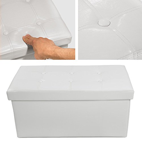 TecTake 80x40x40 cm Faltbarer Sitzhocker Aufbewahrungsbox Sitzwürfel mit Stauraum Kunstleder weiß - 8