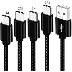 Cable Usb Tipo C Carga Rapida 1M 2M 3M,Cable Cargador Para Samsung Galaxy A5 A3 2017 A8 A9 2018 Note 9 S10,LG G5 SE G6 G7 ThinQ V30 Plus Q7 Q8,Motorola Moto G6 plus,Xiaomi Mi A1 A2 8 Lite F1 -4 Pack