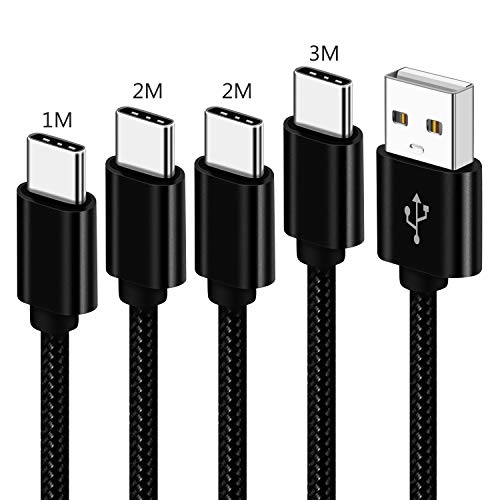 Cable Usb Tipo C Carga Rapida 1M 2M 3M,Cable Cargador Para Samsung Galaxy A5 A3 2017 A8 A9 2018 Note 9 S10,LG G5 SE G6 G7 ThinQ V30 Plus Q7 Q8,Motorola Moto G6 plus,Xiaomi Mi A1 A2 8 Lite F1 -4 Pack
