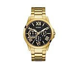 GUESS Herren-Armbanduhr 46mm Armband Edelstahl Gold + Gehäuse Batterie W1184G2