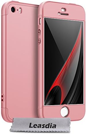 For Apple iPhone 5/5S/SE Case 4.7 Inch 3 In 1 Detachable Hard Shockproof Unique PC With Cap Protective Ultra Slim Anti-Scratch 360 Cover (Rose)
