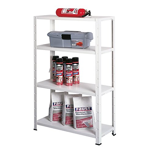 Regal Steckregal weiß Metall 137x75x30cm Regalsystem Steckregalsystem 4 Metall-Böden Traglast 200kg einfache Montage durch Stecksystem kein Verschrauben Schulte - 3