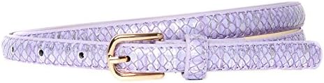 Lilac & Silver Snakeskin Effect Skinny Belt with Gold Buckle