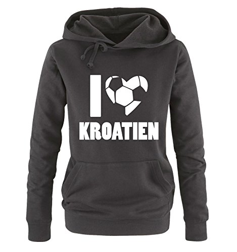 I LOVE KROATIEN – Damen Hoodie – Schwarz / Weiss Gr. S
