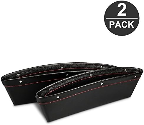 ARHAM 2 Pack Car Seat Gap Filler Organizer Drop Catcher Pocket Between Seat and Console with Removable Black - Extra Durable Side Gap Pocket For Wallet/ Phone/ Coins/ Cigarette