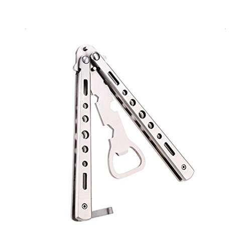 Preisvergleich Produktbild Edelstahl Schmetterling calistouk Messer Öffner Multifunktional Schmetterling Messer zusammenklappbar Bier Flaschenöffner Creative Praxis silber