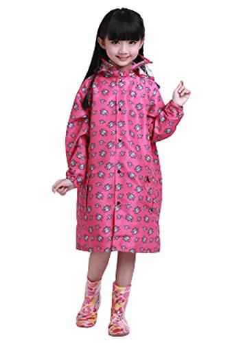 Korean Star Lovely Baby Raincoat Fashion Children Rainwear Deep Pink S