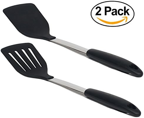 Premium Spatula Set Silicone and Stainless Steel - High Quality Non Stick Heat Resistant Turner Spatulas