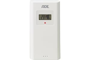 ADE Czujnik zewnętrzny WS1002 do stacji pogodowej jako zapas | 3 kanały | z wyświetlaczem | kompatybilny z ADE WS2301, WS2302, WS2105, WS2211 | biały