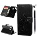 Produktbild Honor 8X Handyhülle Huawei Honor 8X Hülle Case PU Leder Tasche Lotus Muster Flipcase Cover Silikon Schutzhülle Handytasche Ledertasche Skin Ständer Klapphülle Schale Bumper Magnetverschluss-Schwarz