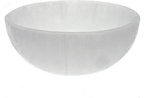 SERENITY GIFTS LTD Selenite Round Bowl Hand-Carved Round Selenite Crystals Holder for Cleansing, Healing, Charge All Your Crystals and Tumbles Creative Dish Jewelry Storage Bowls Decoration or Gift (8 cm)