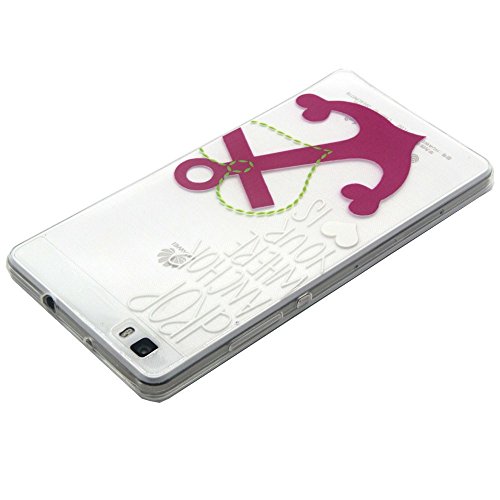 P8 Lite Hülle , Cozy Hut TPU Case Silikon Hülle für Huawei P8 Lite Kratzfeste Plating TPU Handyhülle Schale Etui Protective Case Hülle Gummi Bumper Cover Schutz Schale Siliconcase Silikon Tasche Schutzhülle für Huawei P8 Lite – Rosa Anker - 3