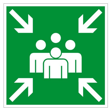 Fluchtwegschild aus Aluminium - Sammelplatz - 30 x 30 cm