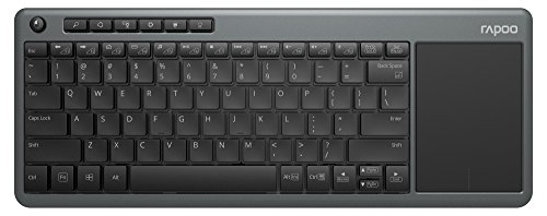 Rapoo 16946 K2600 Tastiera Wireless Multimediale con Touchpad per Smart TV e PC 2.4 Ghz, Layout Italiano, Nero