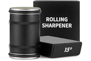 BESTYKS Afilador de cuchillos rodantes, nuevo afilador de cuchillos, Rolling Knife sharpener,afilado de cuchillos más práctico y fácil, ofrece dos ángulos de afilado de 15° y 20°. (Nuevo negro)