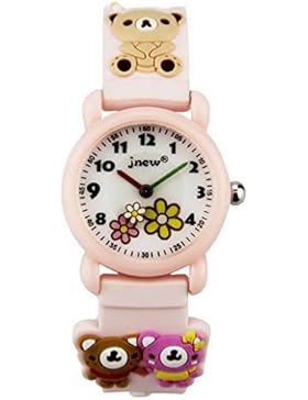 ACMEDE Mädchen Armbanduhr Analog Quarz Uhr Mädchenuhr Cartoon Bär Silikon Wasserdicht 30m