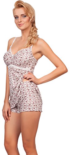 Be Mammy Women's Maternity Sleepwear Set MMK+MMSZ (White/Purple, XXL)